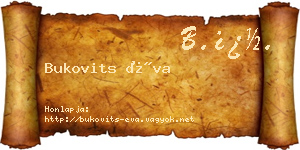 Bukovits Éva névjegykártya